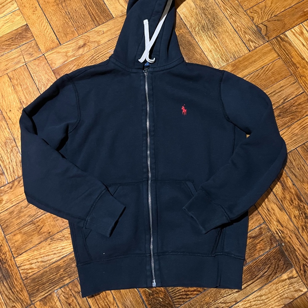 Black polo Ralph Lauren zip up hoodie .. worn once ! .. men’s size small